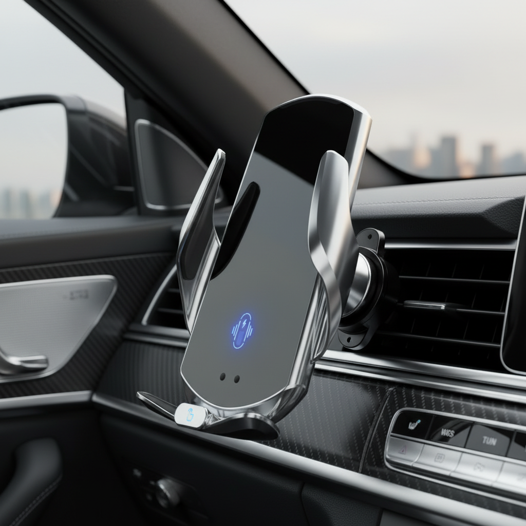 Automatic wireless car charger mounted on a car air vent