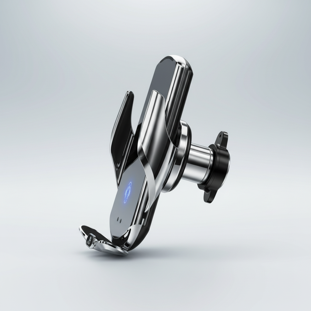Automatic wireless car charger and phone holder shown from the side