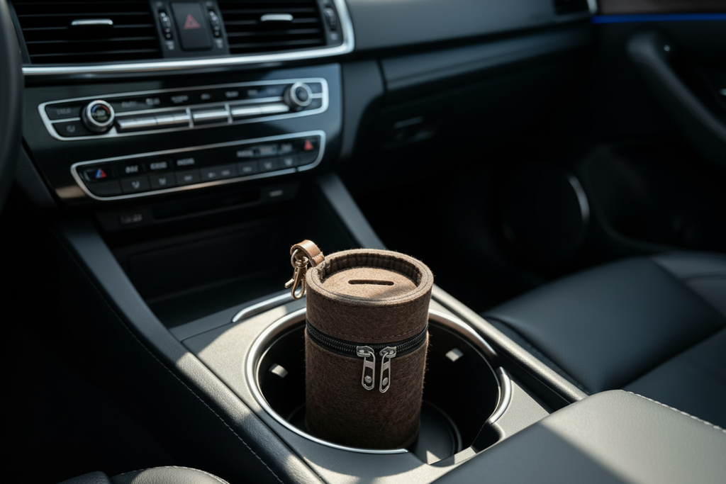 In-car cup holder lifestyle shot at night