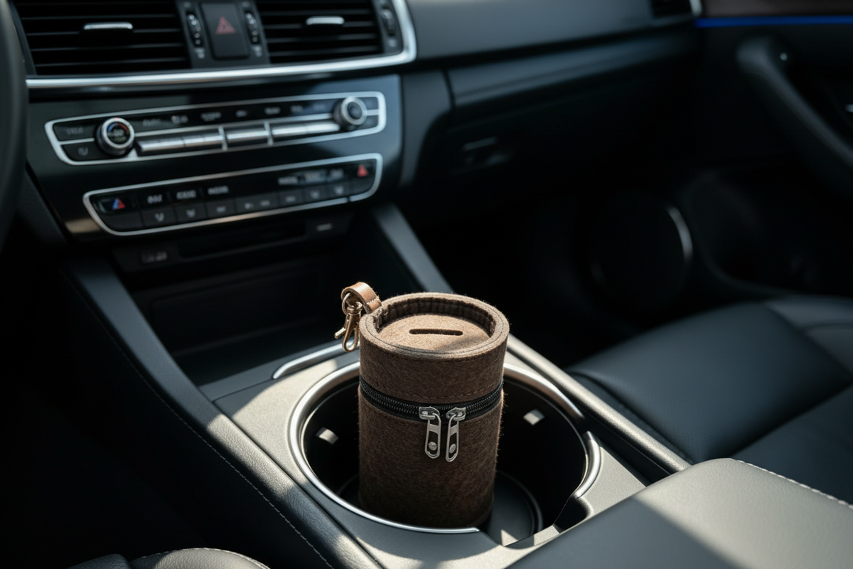 In-car cup holder lifestyle shot at night